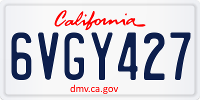 CA license plate 6VGY427