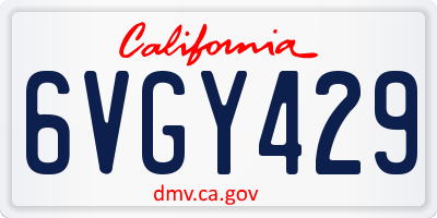 CA license plate 6VGY429