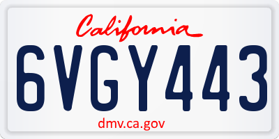 CA license plate 6VGY443