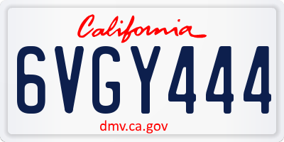 CA license plate 6VGY444