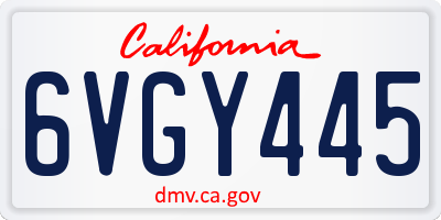 CA license plate 6VGY445