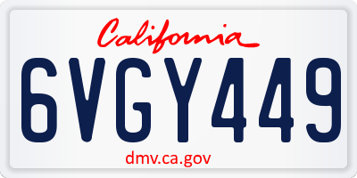 CA license plate 6VGY449