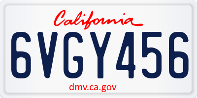 CA license plate 6VGY456