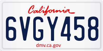 CA license plate 6VGY458