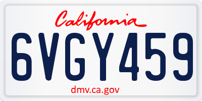 CA license plate 6VGY459