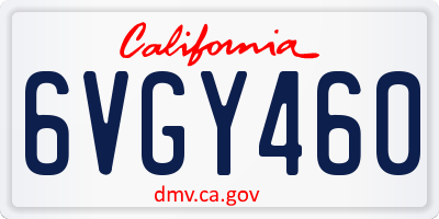 CA license plate 6VGY460
