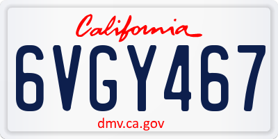 CA license plate 6VGY467