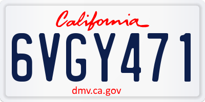 CA license plate 6VGY471