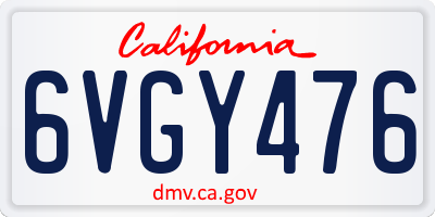 CA license plate 6VGY476