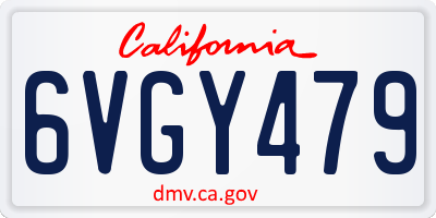 CA license plate 6VGY479
