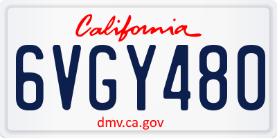 CA license plate 6VGY480