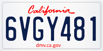 CA license plate 6VGY481
