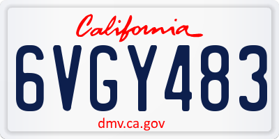 CA license plate 6VGY483