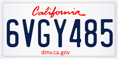 CA license plate 6VGY485