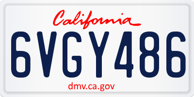 CA license plate 6VGY486