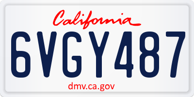 CA license plate 6VGY487