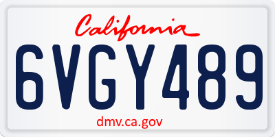 CA license plate 6VGY489