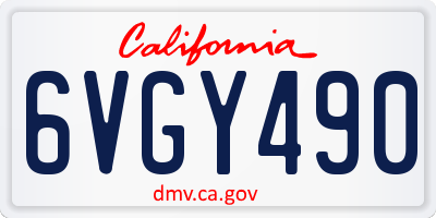 CA license plate 6VGY490