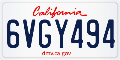 CA license plate 6VGY494