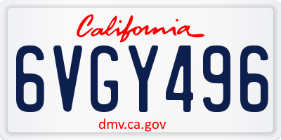 CA license plate 6VGY496