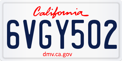 CA license plate 6VGY502