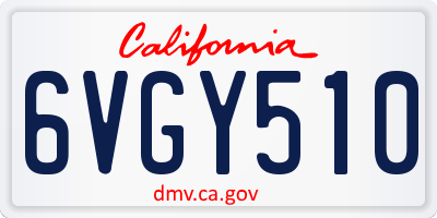 CA license plate 6VGY510