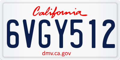 CA license plate 6VGY512
