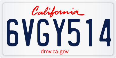 CA license plate 6VGY514