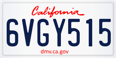 CA license plate 6VGY515