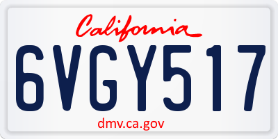 CA license plate 6VGY517