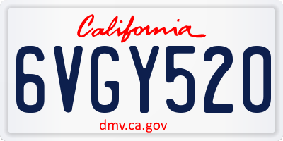 CA license plate 6VGY520
