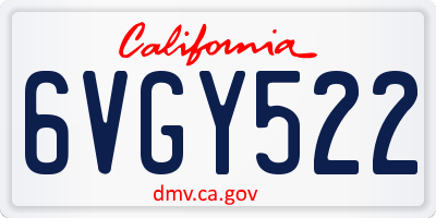 CA license plate 6VGY522