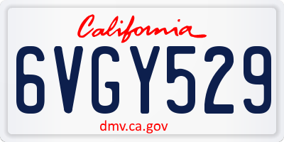 CA license plate 6VGY529