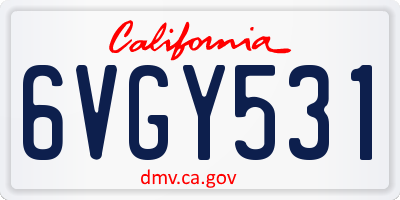 CA license plate 6VGY531