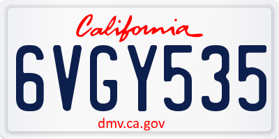 CA license plate 6VGY535