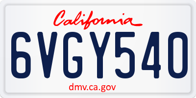 CA license plate 6VGY540