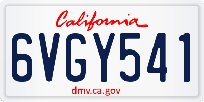 CA license plate 6VGY541
