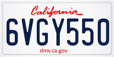 CA license plate 6VGY550
