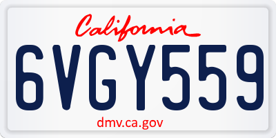 CA license plate 6VGY559