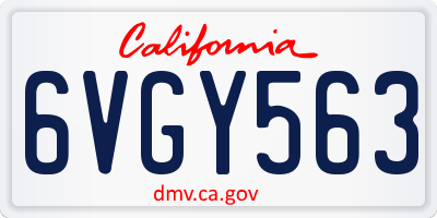 CA license plate 6VGY563