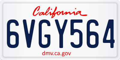 CA license plate 6VGY564