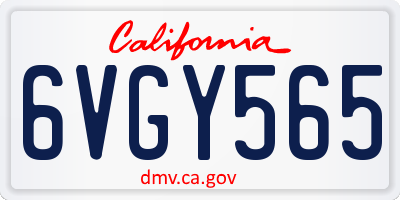 CA license plate 6VGY565