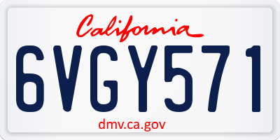 CA license plate 6VGY571