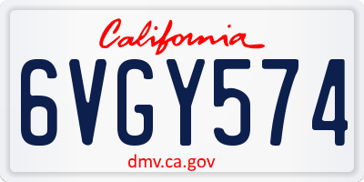 CA license plate 6VGY574