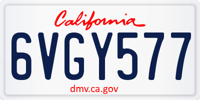 CA license plate 6VGY577