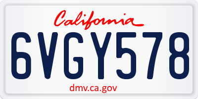 CA license plate 6VGY578