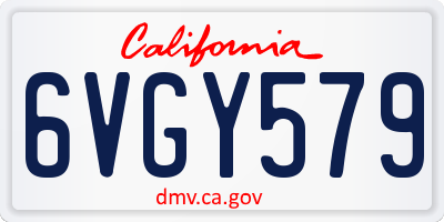 CA license plate 6VGY579
