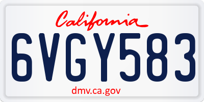 CA license plate 6VGY583