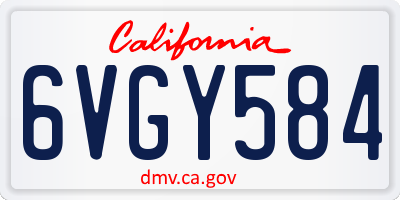 CA license plate 6VGY584