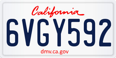 CA license plate 6VGY592